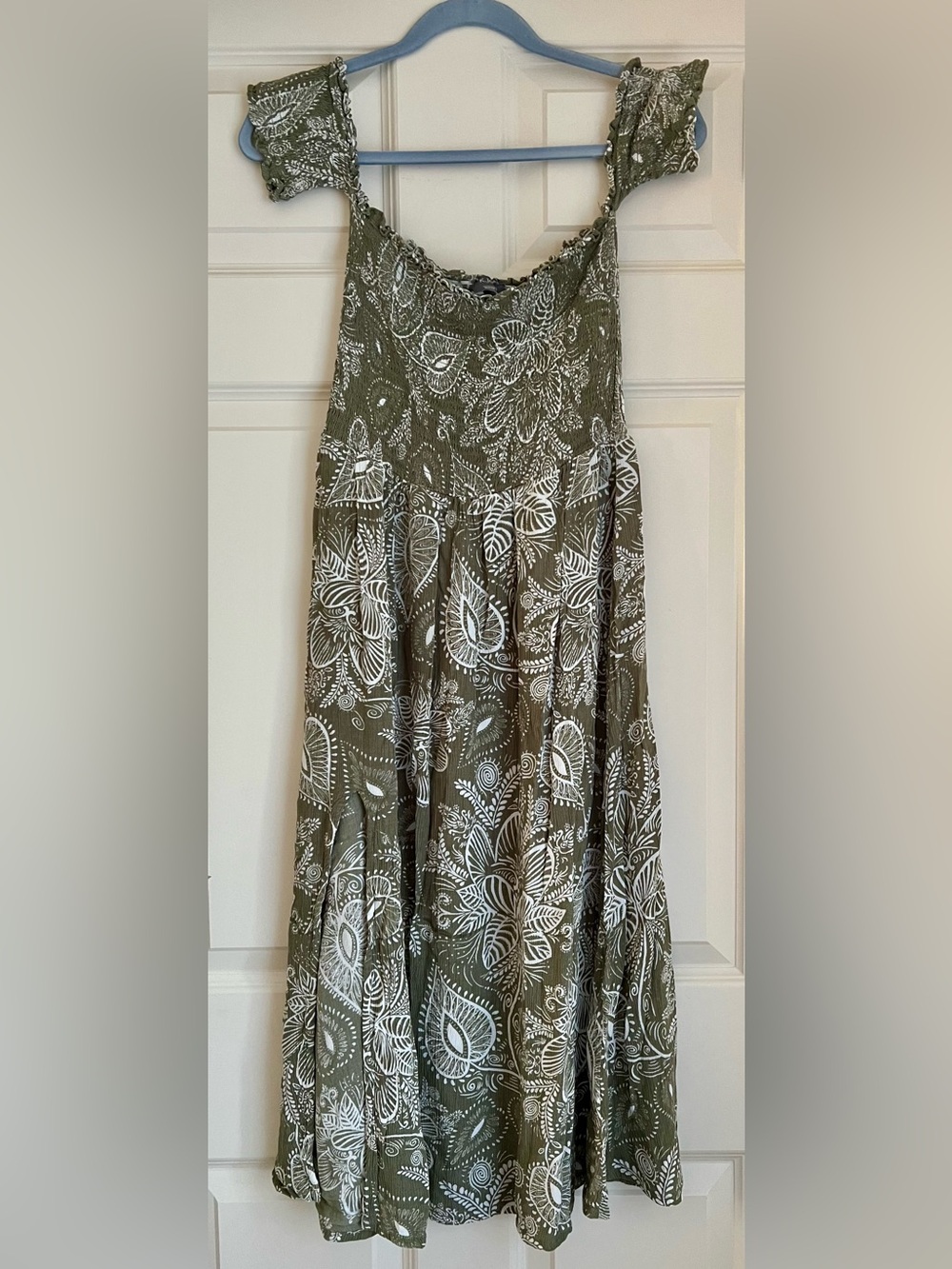K Jordan Olive Green Floral dress- Women